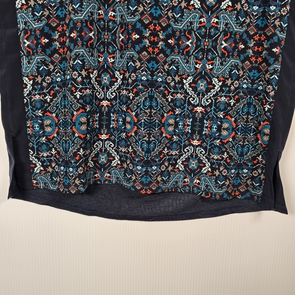 Athleta Women's Navy Blue floral Tapestry Mixed Media Tank Top Sleeveless Size S - Picture 7 of 13